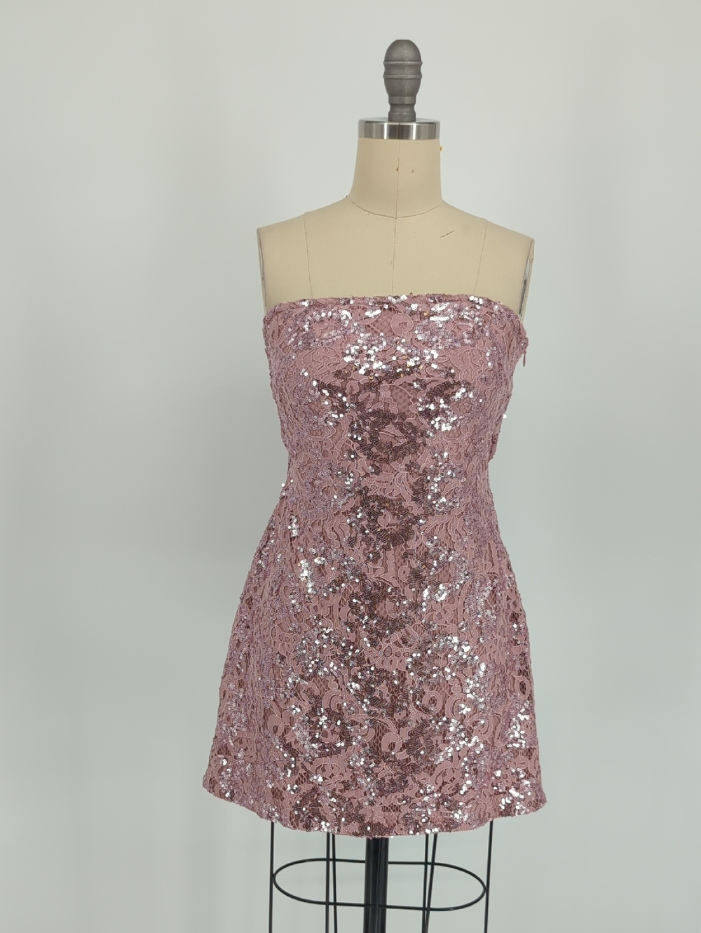 30369 Free People Sequin Strapless Mini Dress Pink size Small bohemian party